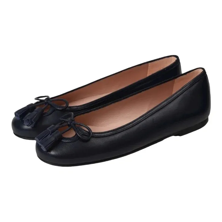 45335 - Navy Soft Leather Flats for Teen/Women by Pretty Ballerinas