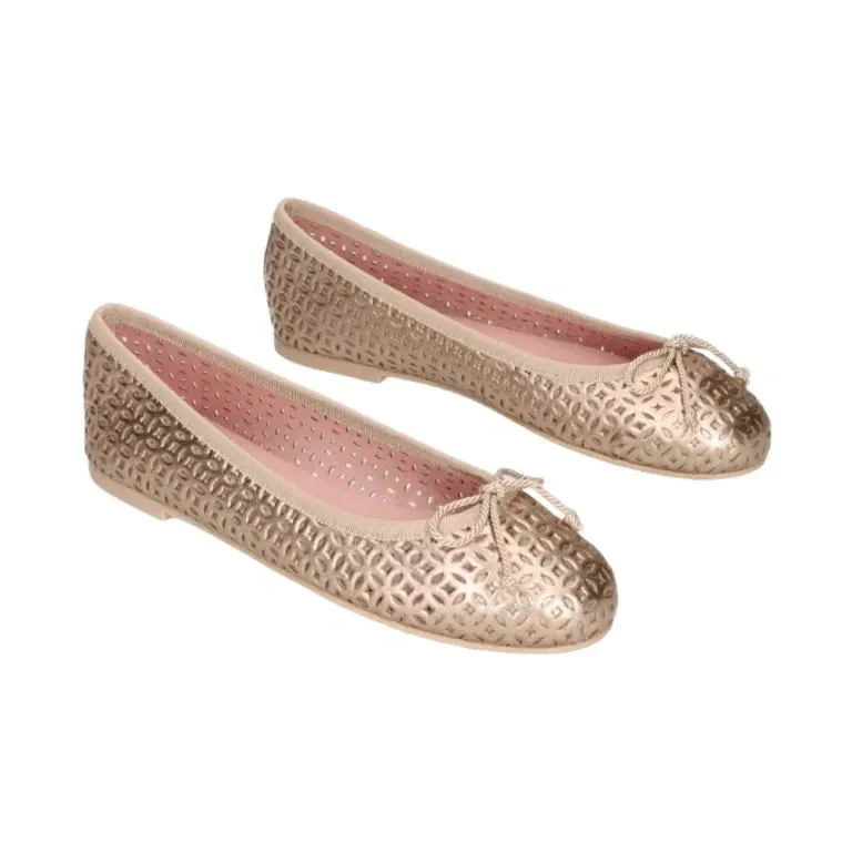 49857 - Gold Soft Leather Flats for Teen/Women by Pretty Ballerinas