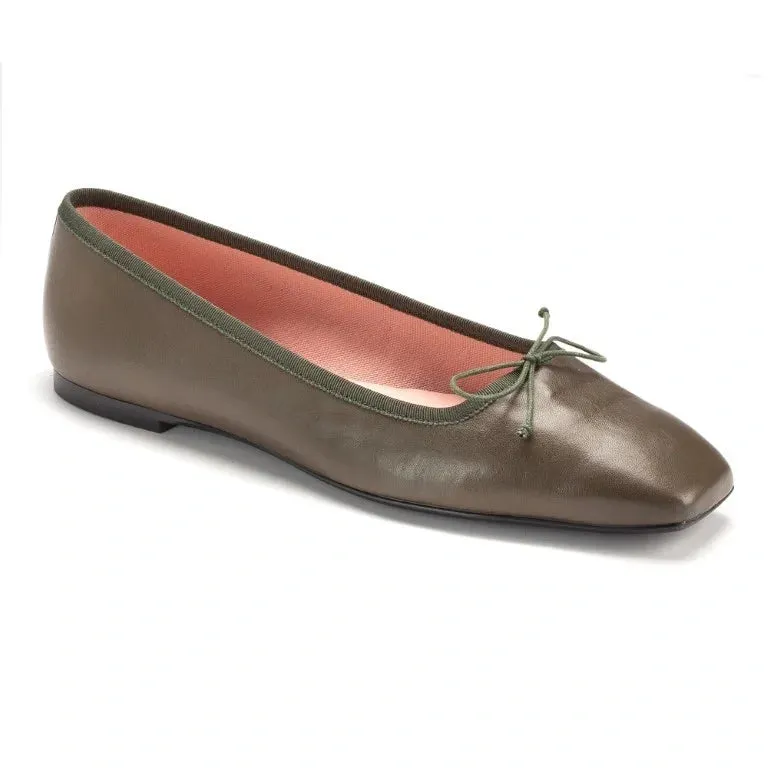 49874 - Green Soft Leather Flats for Teen/Women by Pretty Ballerinas