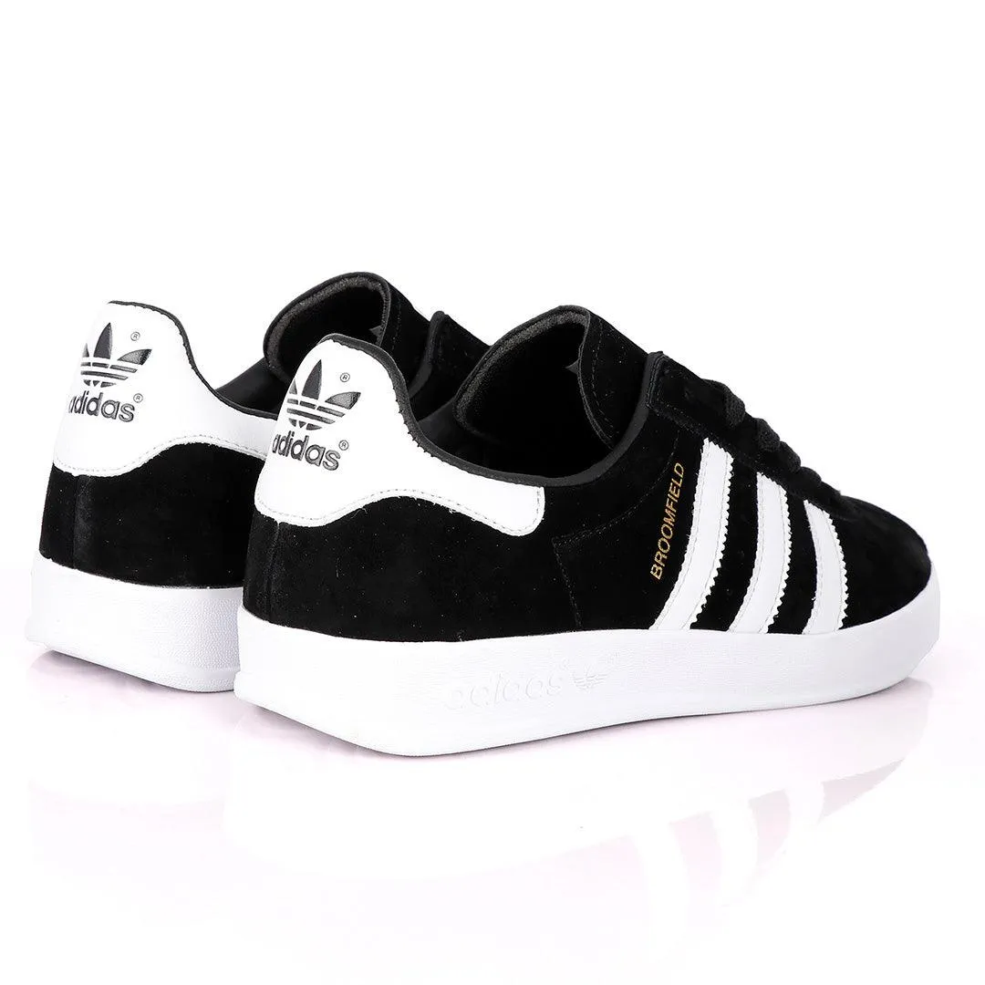 AD Originals BroomField Black Suede Sneakers With 3 White Stripes