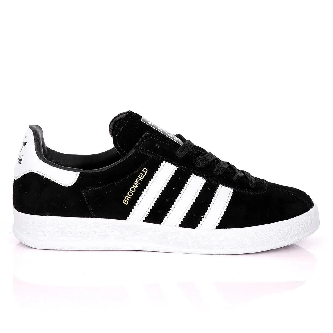 AD Originals BroomField Black Suede Sneakers With 3 White Stripes