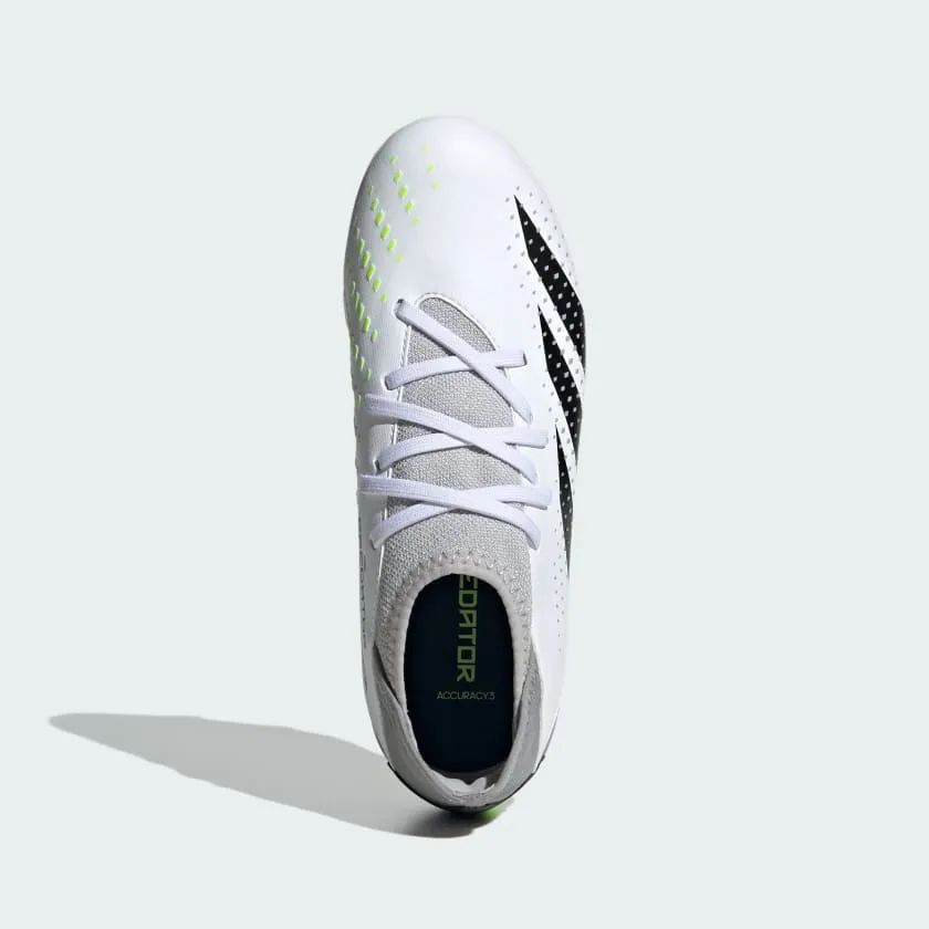 adidas Predator Accuracy.3 Firm Ground Juniors Soccer Cleats IE9504 Cloud White/Black/Lucid Lemon