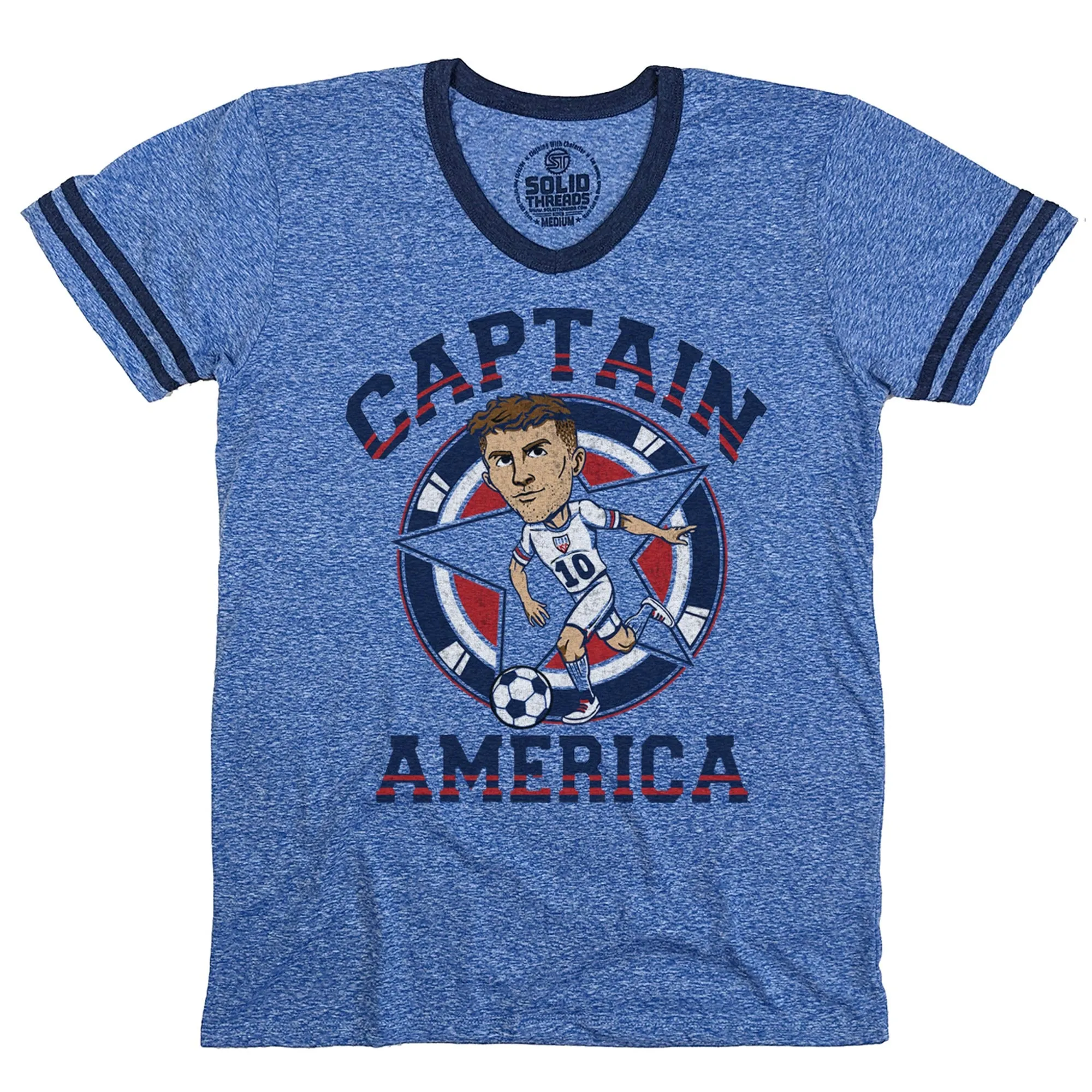 Captain America Soccer Ringer V-Neck Tee