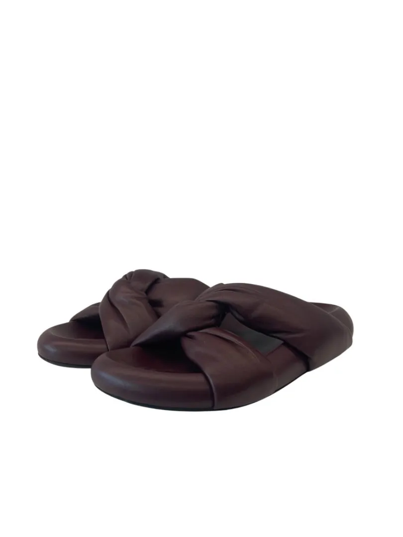 Marni Burgundy Tie Sandals. Size: 39