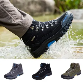 Men Outdoor Sneakers Cotton Fabric Lace-up Hiking Shoes