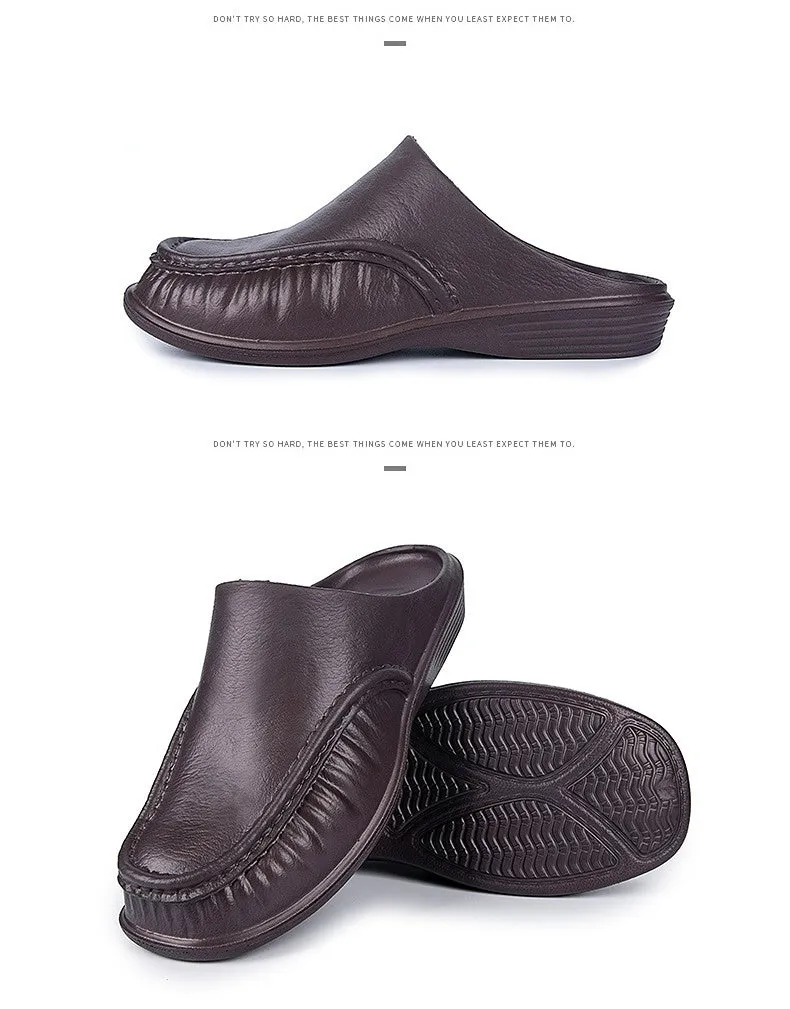 Men's Leather Slippers Breathable Shoes