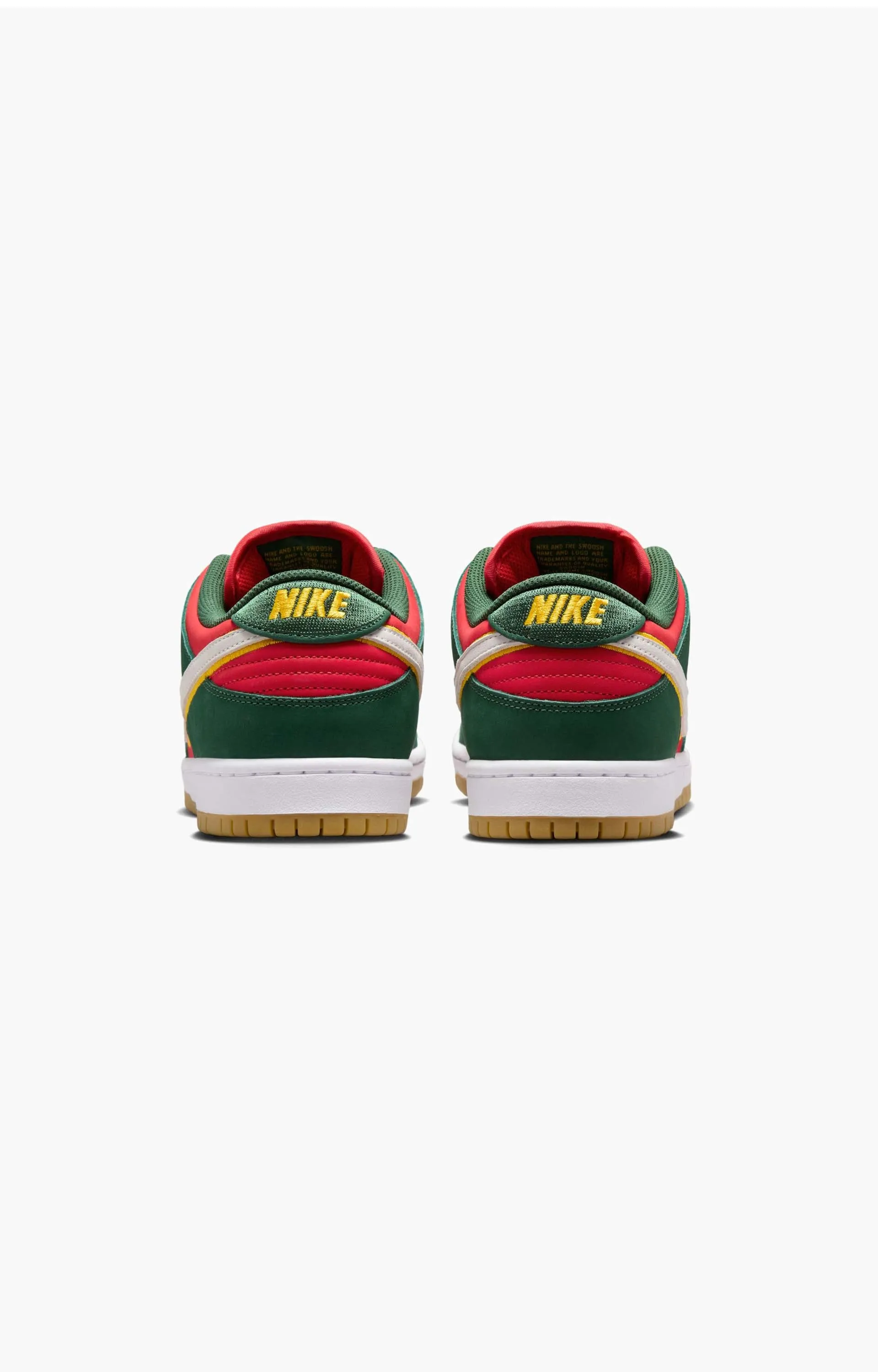 Nike SB Dunk Low Pro Premium Shoe, Fir/White University Gold/Fire Red