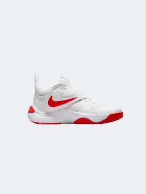 Nike Team Hustle D11 Gs-Boys Basketball Shoes Summit White/Red