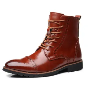 Plus size British style men's boots leather boots men's shoes - Boots Shoes