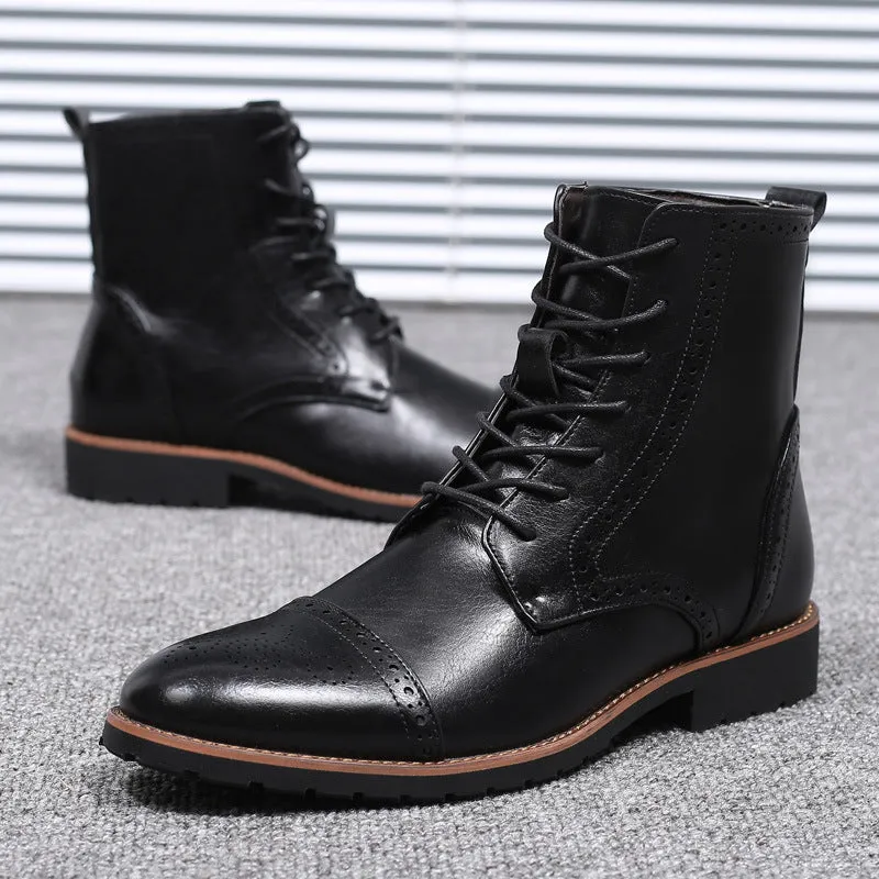 Plus size British style men's boots leather boots men's shoes - Boots Shoes