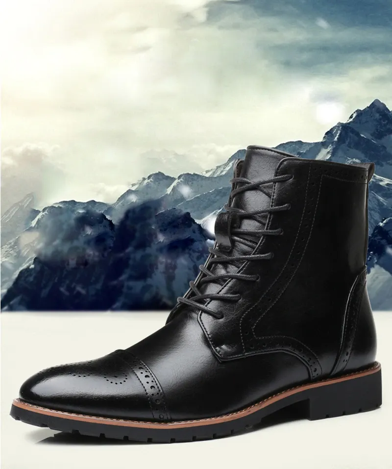 Plus size British style men's boots leather boots men's shoes - Boots Shoes