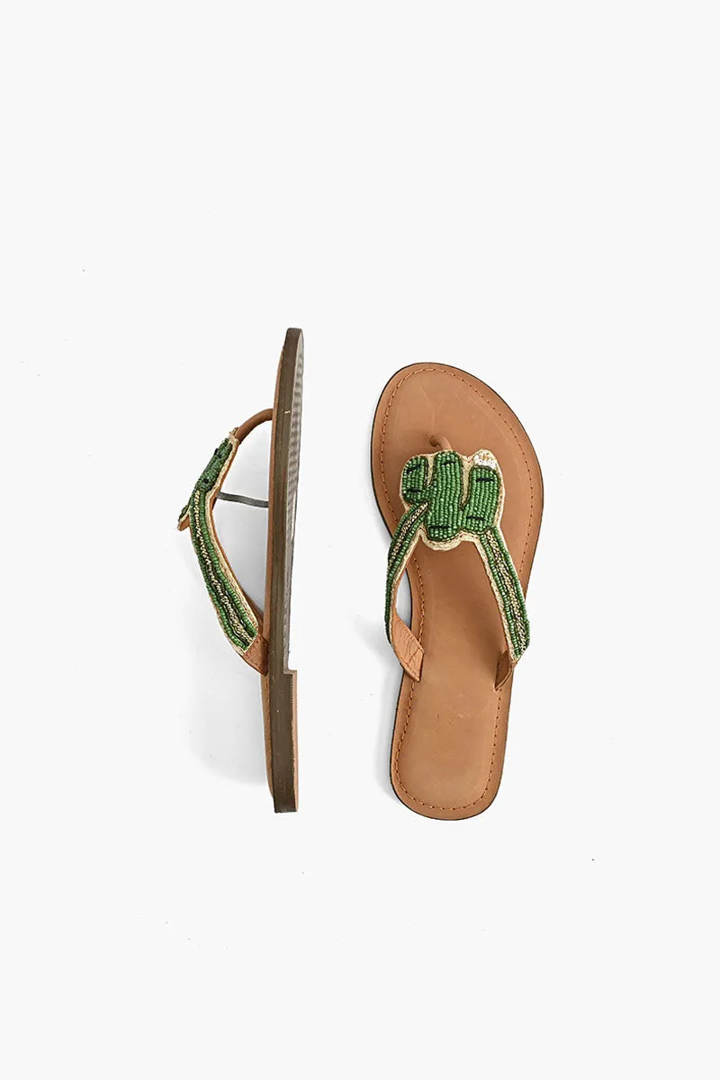 Prickly Cactus Beaded Slider Sandals | Comfortable Bohemian Sandals