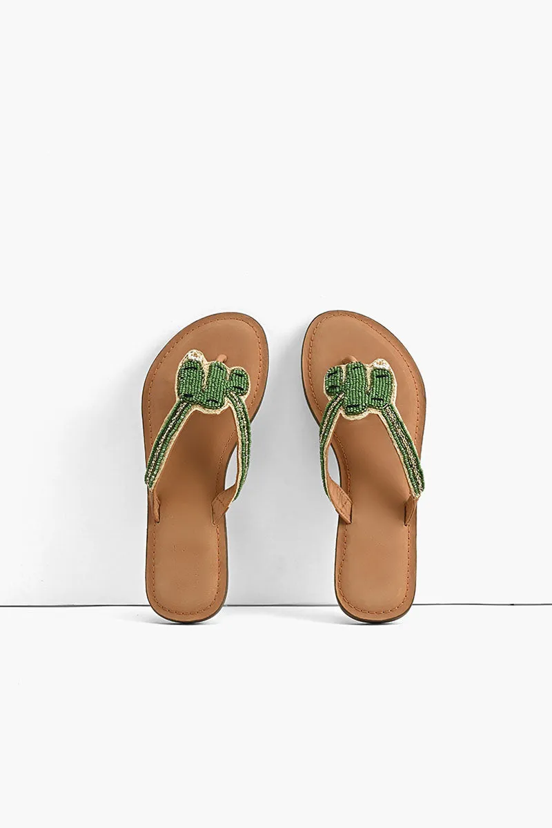 Prickly Cactus Beaded Slider Sandals | Comfortable Bohemian Sandals