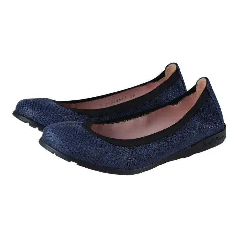 Shadeb - Blue Soft Leather Flats for Teen/Women by Pretty Ballerinas